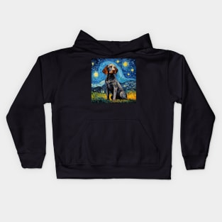 Painting of German Shorthaired Pointer at Night Kids Hoodie